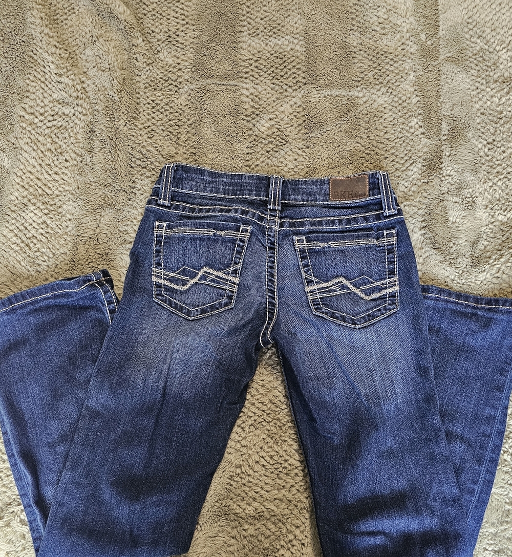 Women’s BKE Dark Blue Bootcut Jeans Hem Altered to Fit 28 Inch Inseam